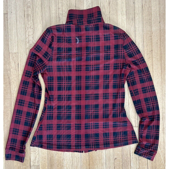 Guess Plaid Blouse Red & Black Women's S Small - Picture 3 of 7